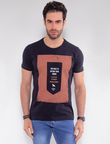 Camiseta Atacado Masculina Revanche Honor Preto Frente