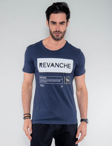 Camiseta Atacado Masculina Revanche Israel  Azul Marinho Frente