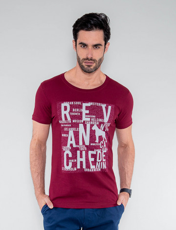 Camiseta Atacado Masculina Revanche Lesoto Vinho Frente