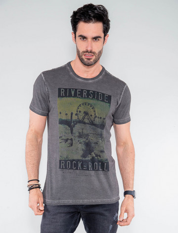Camiseta Atacado Masculina Revanche Riverside Cinza Frente
