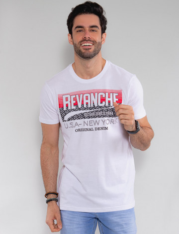 Camiseta Atacado Masculina Revanche Times Branco Frente