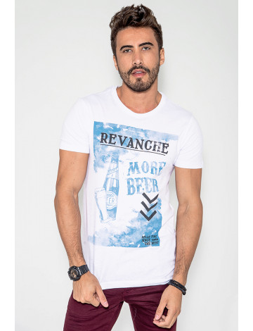 Camiseta Atacado Masculino Revanche More Beer Branca Frente