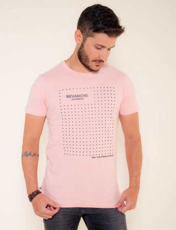 Camiseta Atacado Masculino Revanche Star Rosa Frente