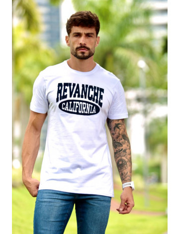 Camiseta Básica Bordada Atacado Masculino Revanche Brenes Branco