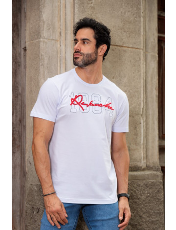 Camiseta Básica Bordada Atacado Masculino Revanche Molinos Branco