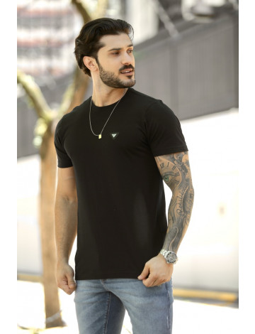 Camiseta Básica Com Plaquinha Atacado Masculino Revanche Nilópolis Preto