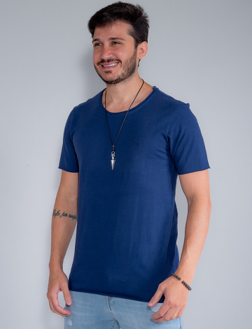 Camiseta Básica Corte a Fio Atacado Masculino Revanche Otávio Azul Marinho