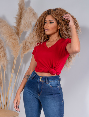 Camiseta gola v feminina atacado cheap