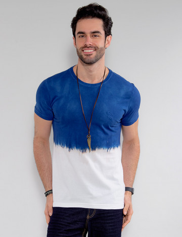 Camiseta Básica Atacado Tie Dye Masculina Revanche Cyril Azul Frente
