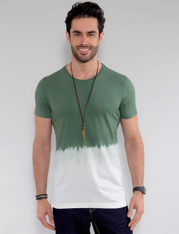 Camiseta Básica Atacado Tie Dye Masculina Revanche Cyril Verde Frente