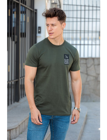 Camiseta Decote Careca Estampada Atacado Masculina Revanche Grisões Verde Musgo