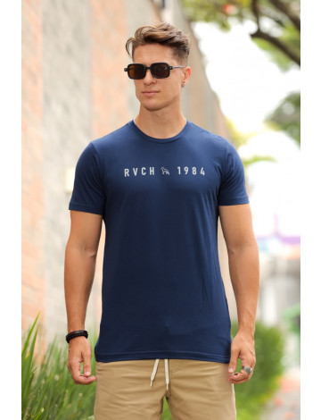 Camiseta Estampada Atacado Masculina Revanche Branis Azul Marinho
