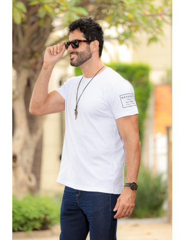 Camiseta Estampada Atacado Masculina Revanche Dirico Branco