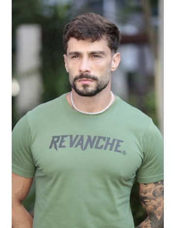 Camiseta Estampada Atacado Masculina Revanche Mubende Verde Musgo