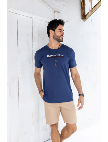 Camiseta Estampada Atacado Masculina Revanche Thorold Azul Marinho