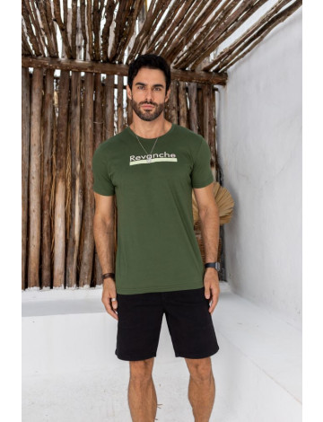 Camiseta Estampada Atacado Masculina Revanche Thorold Verde Militar