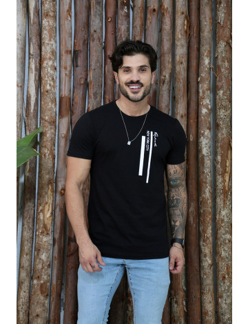 Camiseta Estampada Atacado Masculino Revanche Biobío Preto