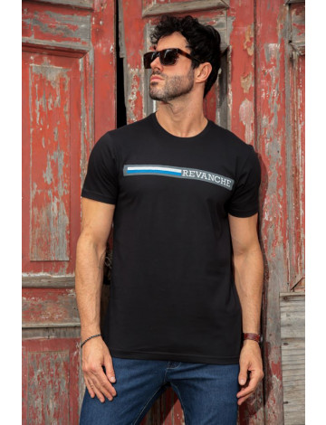 Camiseta Estampada Atacado Masculino Revanche Misqueta Preto