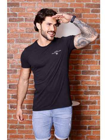 Camiseta Estampada Manga Curta Atacado Masculino Revanche Newcastle Preto