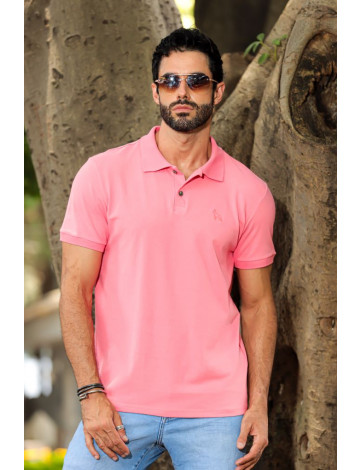 Camiseta Polo Com Elastano Atacado Masculino Revanche Dahod Rosa