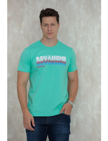 Camiseta Estampada Atacado Masculina Revanche Tormos Verde Médio
