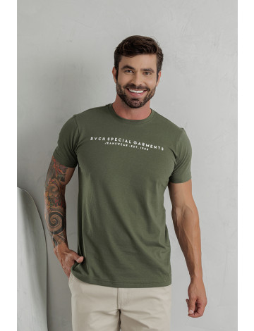 Camiseta Estampada Atacado Masculino Revanche Cólofon Verde Musgo