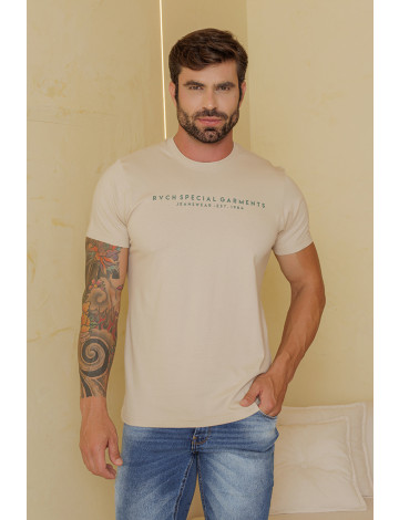 Camiseta Estampada Atacado Masculino Revanche Cólofon Areia
