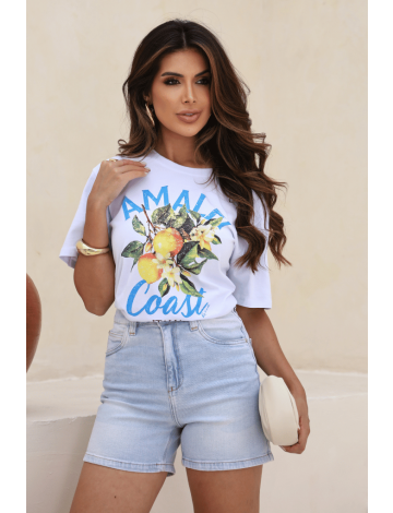 Camiseta Estampada Lemon Atacado Feminina Revanche Marchal Branco 