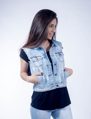 Colete jeans claro 2025 feminino