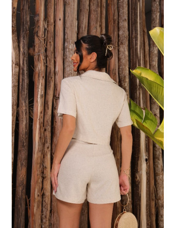 Conjunto de linho camisa e shorts atacado feminino Revanche Rohan