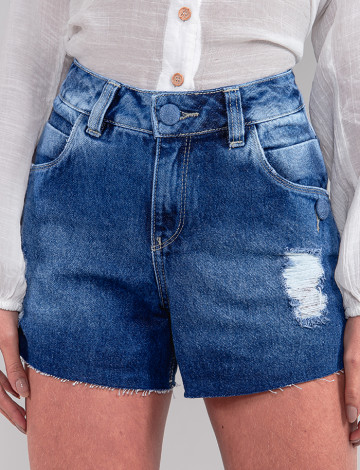  Shorts Jeans Atacado Feminino Revanche Clarisse Azul Detalhe