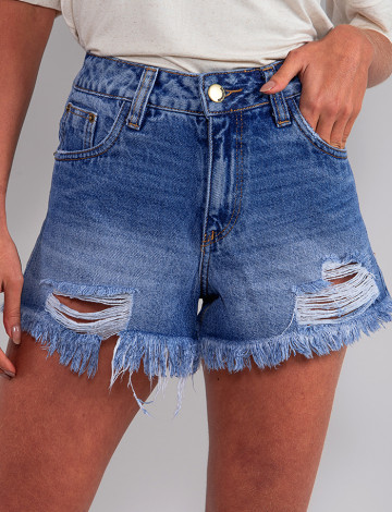 Shorts Jeans Atacado Feminino Revanche Cosette Azul Detalhe