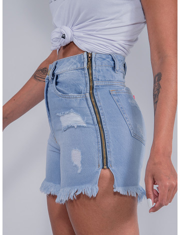 Shorts Jeans Atacado Feminino Revanche Alice Azul Detalhe Lado