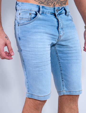 Bermuda Jeans Atacado Masculina Revanche Rafael Azul Detalhe