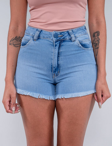  Shorts Jeans Atacado Feminino Revanche Sonia Azul Detalhe