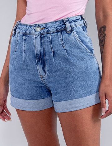  Shorts Jeans Atacado Feminino Revanche Taillefer Azul Detalhe