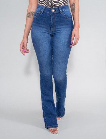 Calça Jeans Atacado Flare Feminina Revanche Amarente Azul Frente