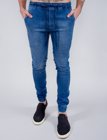 Calça Jeans Atacado Jogger Masculina Revanche Beaufort Azul Frente