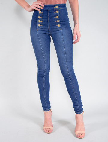 Calça Jeans Atacado Cigarrete Hot Pants Feminino Revanche Beavis Azul Frente
