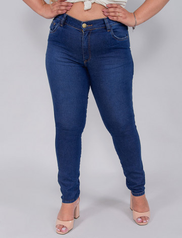  Calça Jeans Atacado Cigarrete Plus Size Feminina Revanche Bebe Azul Frente