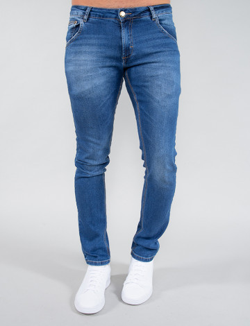  Calça Jeans Atacado Reta Masculina Revanche Bowdoin Azul Frente