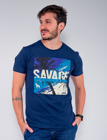 Camiseta Atacado Manga Curta Masculina Revanche Breno Azul Marinho Frente