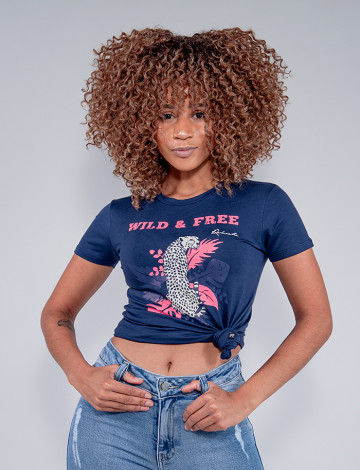 Camiseta Atacado Feminina Revanche Cora Azul Marinho Frente