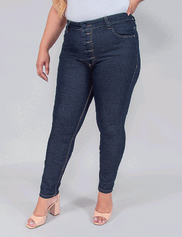  Calça Jeans Atacado Cigarrete Plus Size Feminina Revanche Daniela Azul Frente