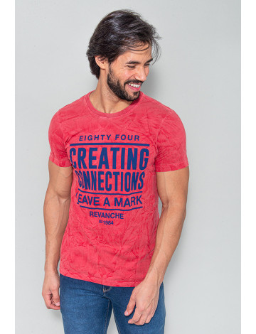 Camiseta Atacado Masculina Revanche Dennie Coral Frente