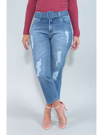 Calça Jeans Atacado Cropped Feminina Revanche Elaine Azul Frente