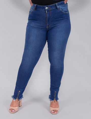  Calça Jeans Atacado Cigarrete Plus Size Feminina Revanche Flórida Azul Frente