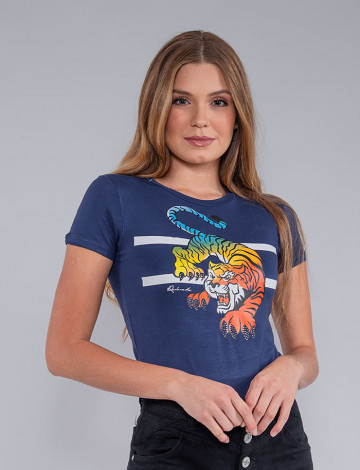  Camiseta Atacado Feminina Revanche Giulia Azul Marinho Frente