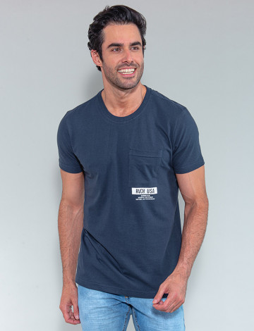 Camiseta Atacado Masculino Revanche Marcelin Azul Marinho Frente