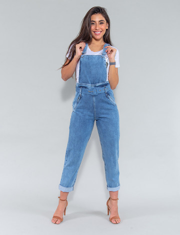 Jardineira jeans discount feminina no brás